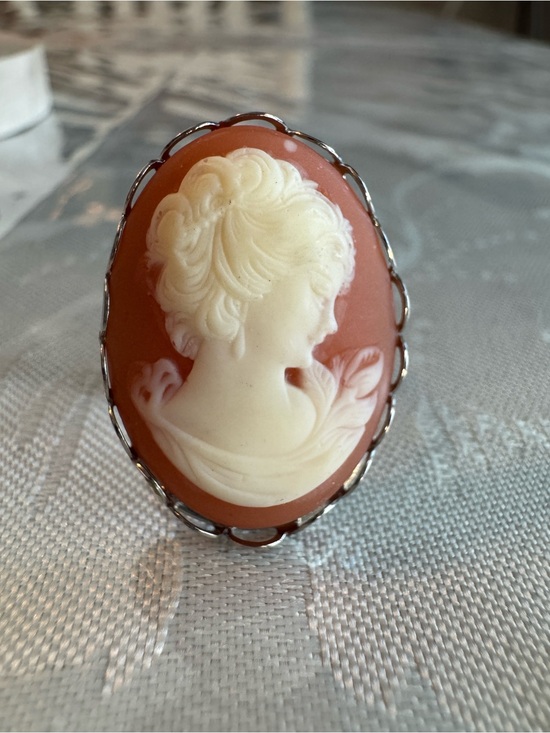 Jewelry - Classic Cameo Ring in Coral and Cream - Size 7-9